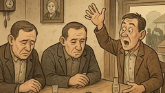 Witz: Drei Brüeder nach Omas Beerdigung am Tisch